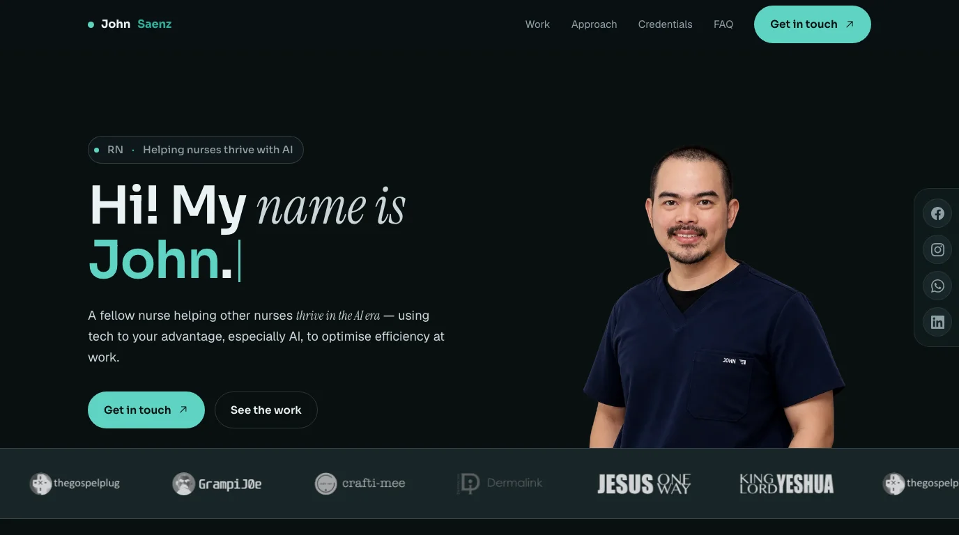 John Saenz personal portfolio website